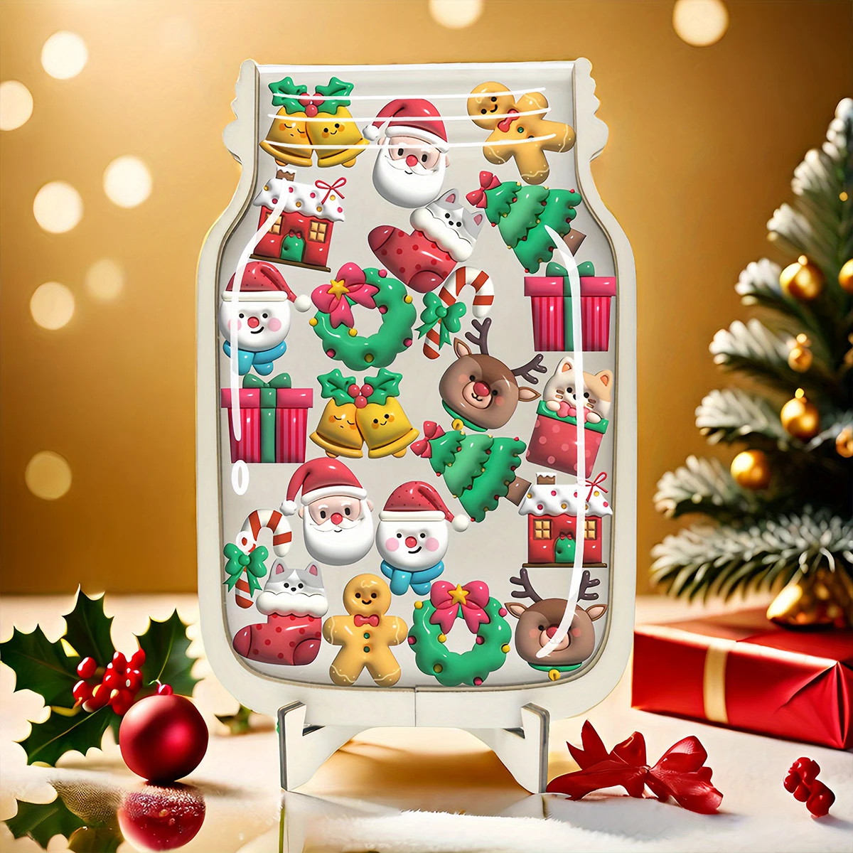 

1 шт. Деревянная банка для наградов на рождественскую тематику, подходит для проверки, развлекательных голосов, праздничных модных предметов