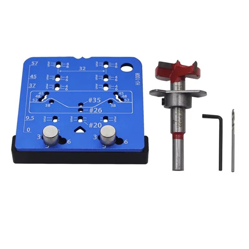 

PORK-Hole Template Jig 35Mm Concealed Hinge Door Cabinets Aluminium Alloy Drill Guide Locator Tool Kit