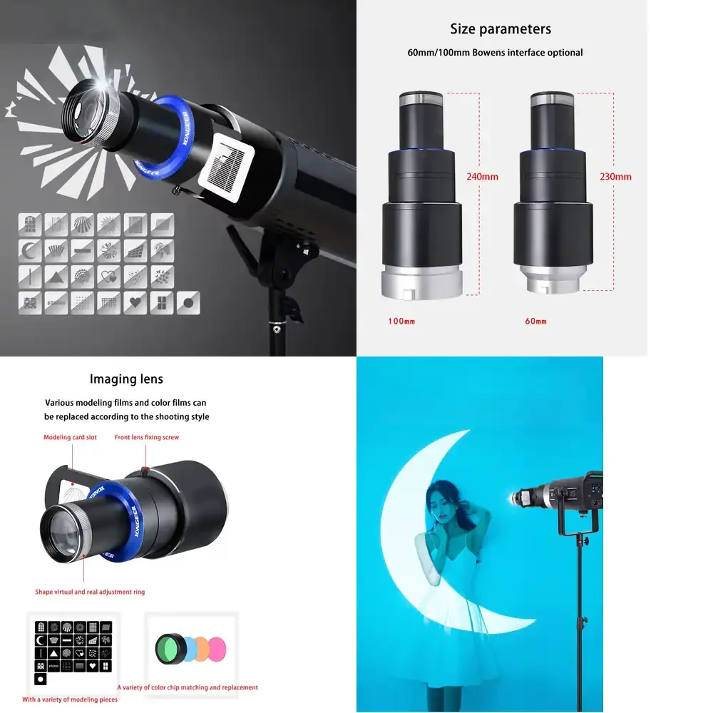 Bowen's Spotlight with 90mm Circle Lens Various Special Effects Shaped Beam Light Cylinder Spotlight Effect for Video Artist