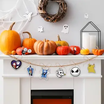 36 KS Halloween Vánoční Jack Sally Dřevěné závěsné ozdoby na stromeček Dřevěné noční můry Vánoční dekorace Před Strašidelným 8 nejlepší prodej noční můra před Vánoci vánoční dekorace - №1