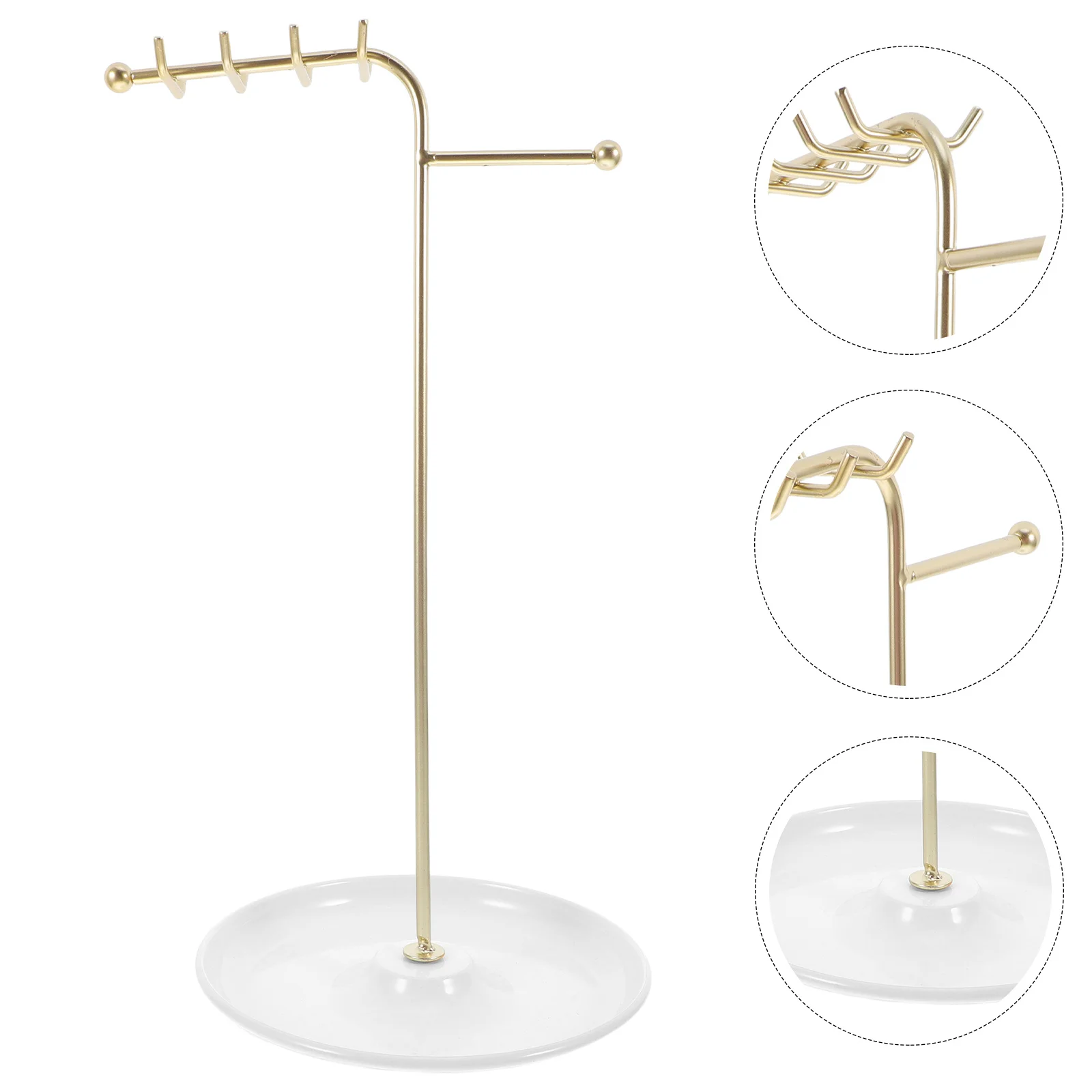 حامل قلادة على شكل حرف T، حامل عرض المجوهرات، صينية معدنية بسيطة، منظم موفر للمساحة للأقراط والإكسسوارات المعدنية للمنزل #1