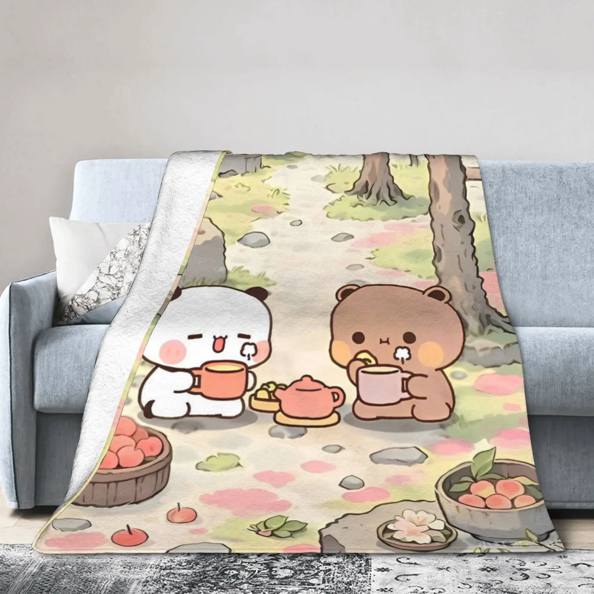 Cute Cartoon Bubu Dudu Blanket Cover   Fuzzy Throw Blanket Bedroom Sofa Printed Soft Warm Bedsprea