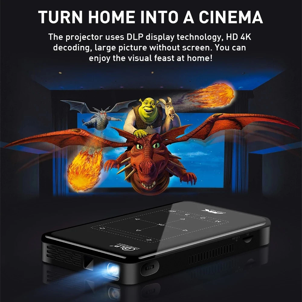 【未使用品】Smart Android Cinema Projector SZBOX P09-II DLP Mini Pocket Projector Android 9.0 2GB 32GB Home