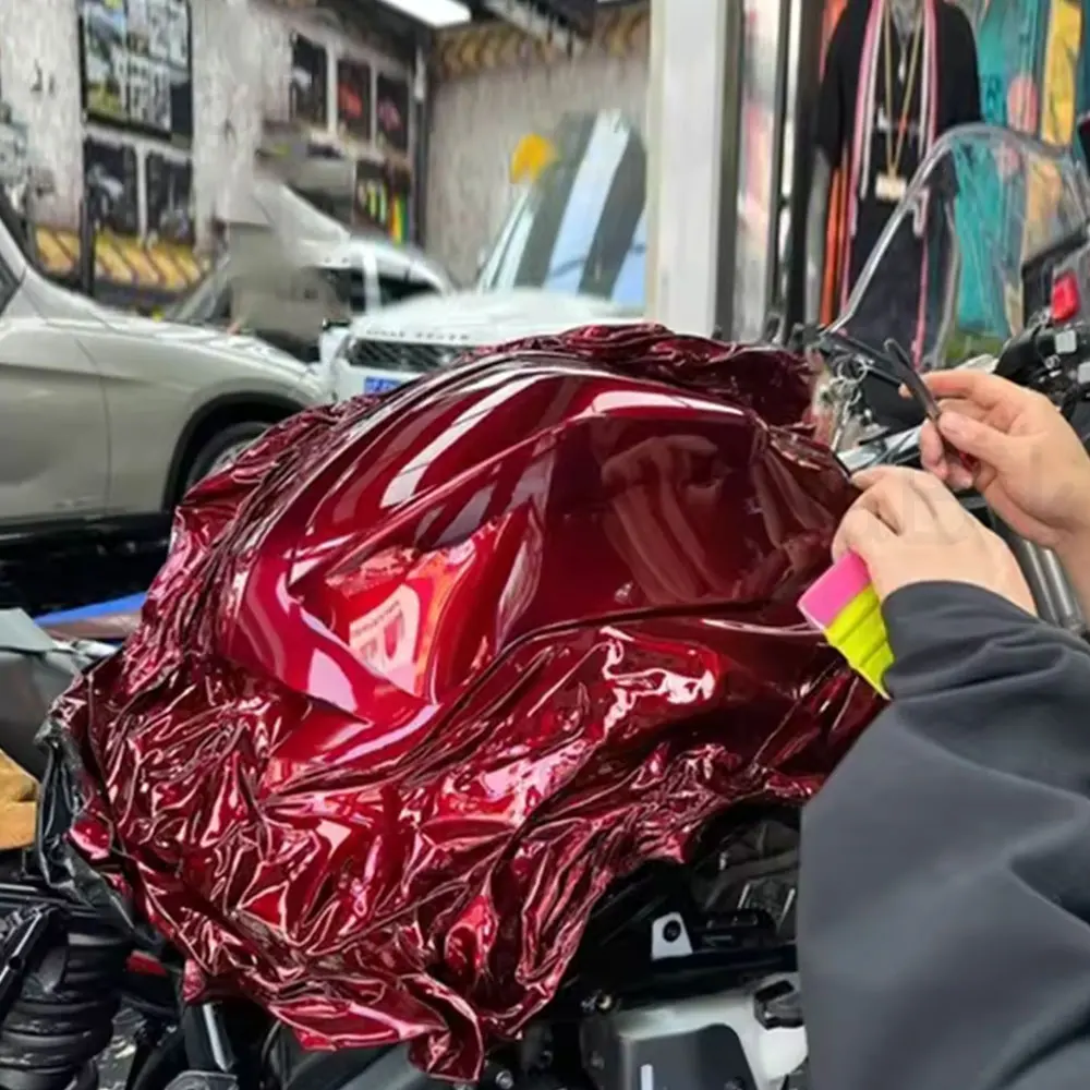 30 سنتيمتر قسط PET عالية اللمعان السائل لامع التنين الدم الأحمر الفينيل التفاف فيلم سيارة دراجة نارية الهواء الإصدار سيارة تغيير لون الفيلم