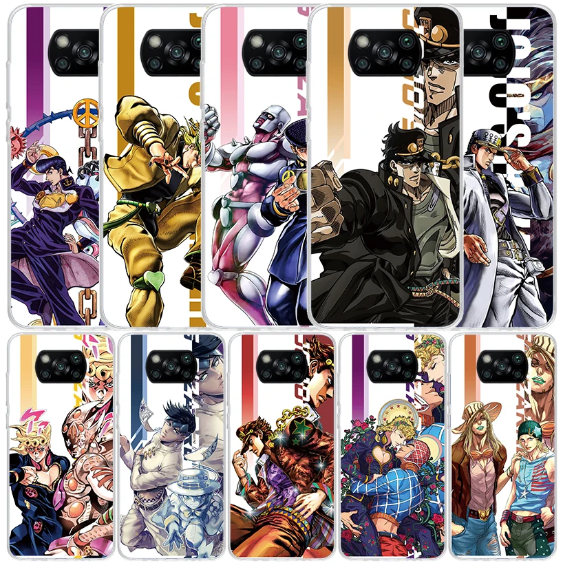 JoJo Bizarre Adventure Anime Phone Case For Xiaomi Poco X6 X5 X4 X3 Nfc F6 F5 Pro F4 Gt F3 F2 F1 M5S M4 M3 M2 Soft TPU Back Cove