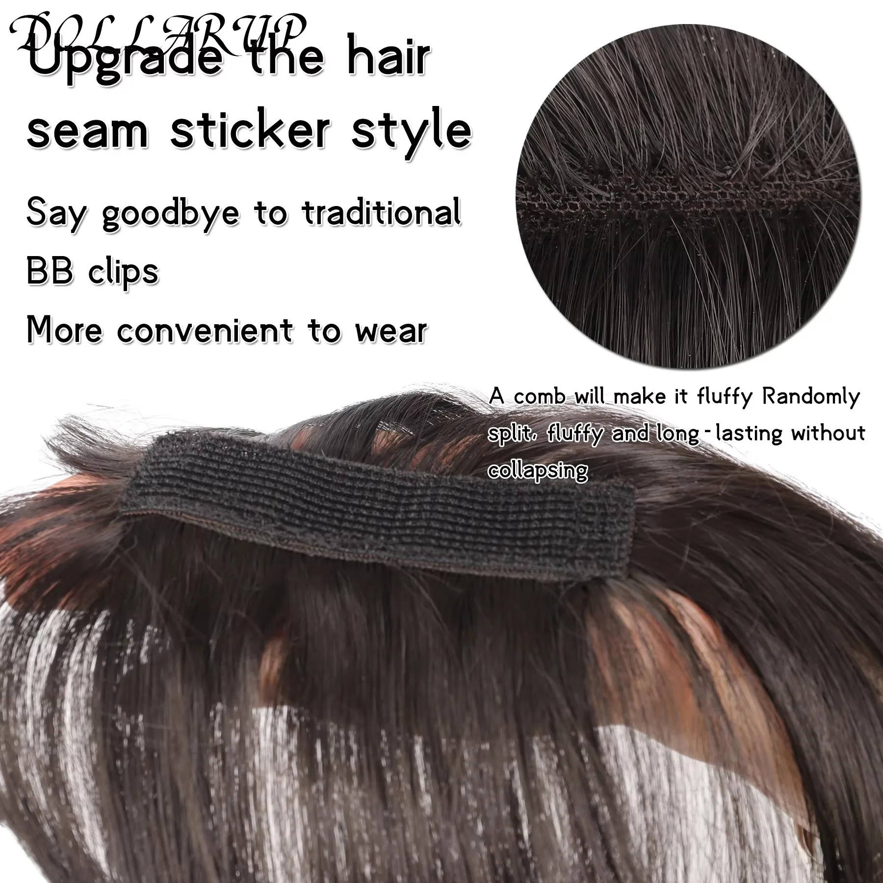 JKL Synthesis hair seam patch Lightweight seamless female hair front French braids fake bangs Asian synthetic hair extensions