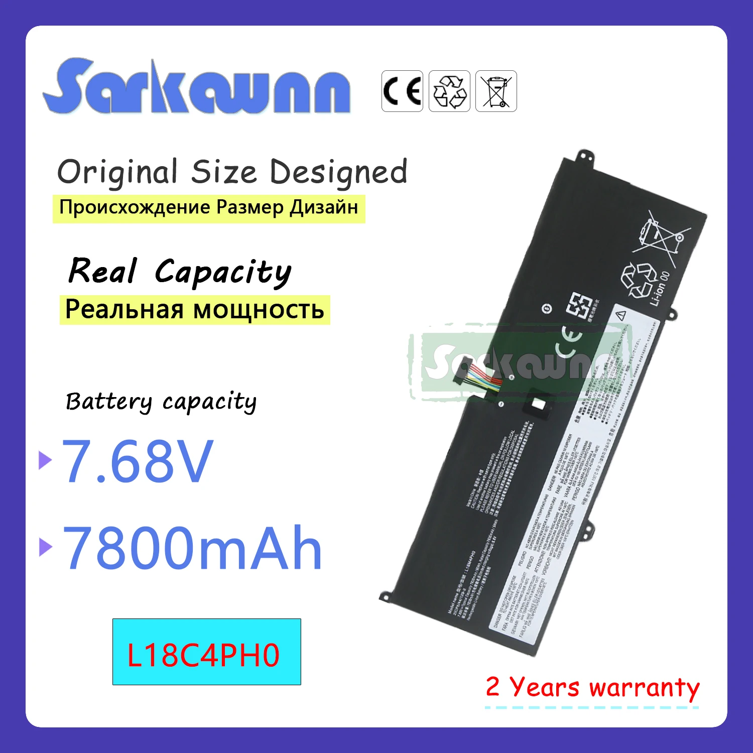 

SARKAWNN 7,68 V 7800mAh 3CELL L18C4PH0 Аккумулятор для ноутбука LENOVO YOGA C940-14