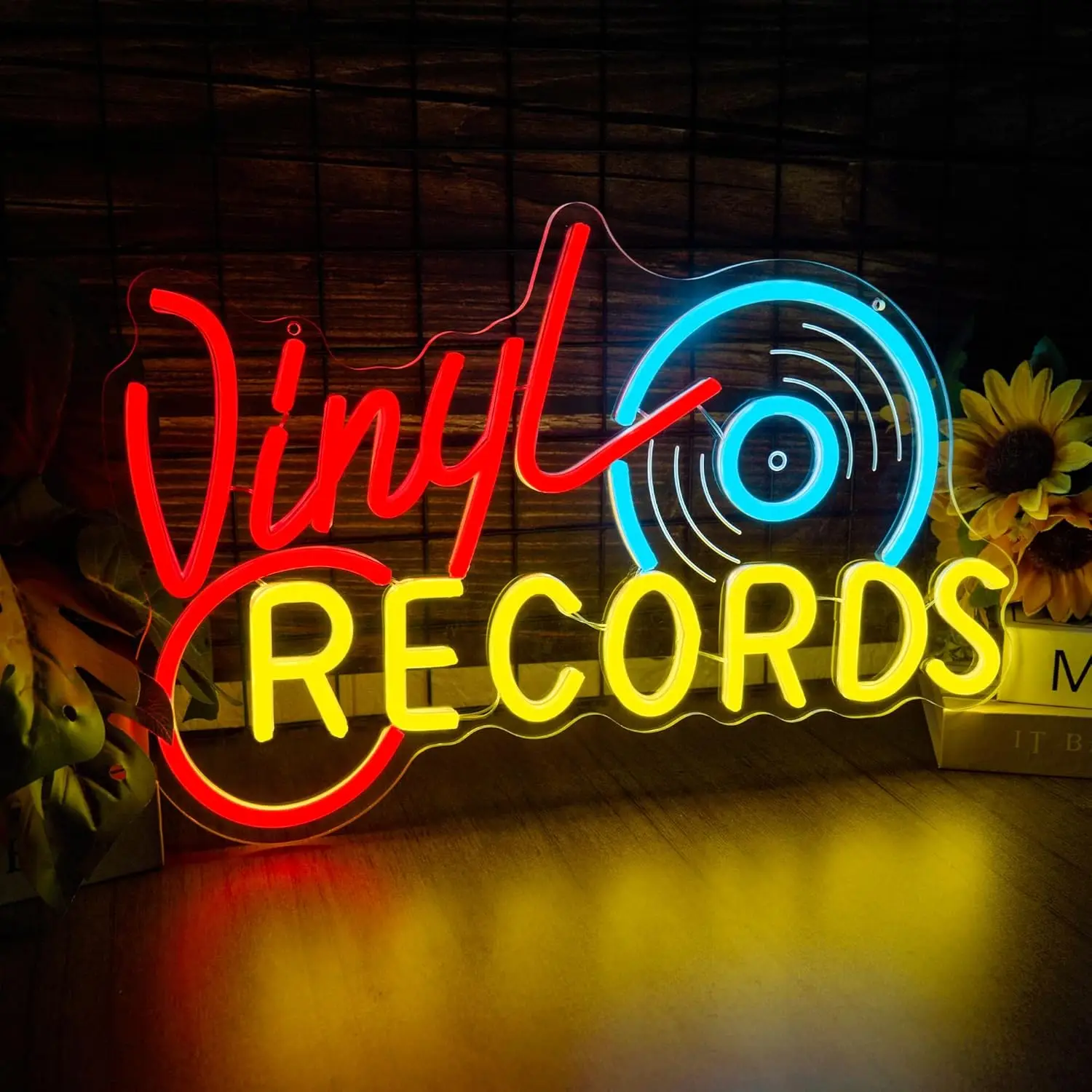 Vintage Record Neon Sign USB Powered Retro LED Light for Music Room Bar Party Gaming Room Bedroom Decoration Gift Art Wall Light
