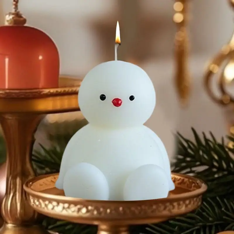 Boneco de neve vela bonito sentado boneco de neve em forma de natal velas novidade mesa peça central férias inverno decoração para casa para