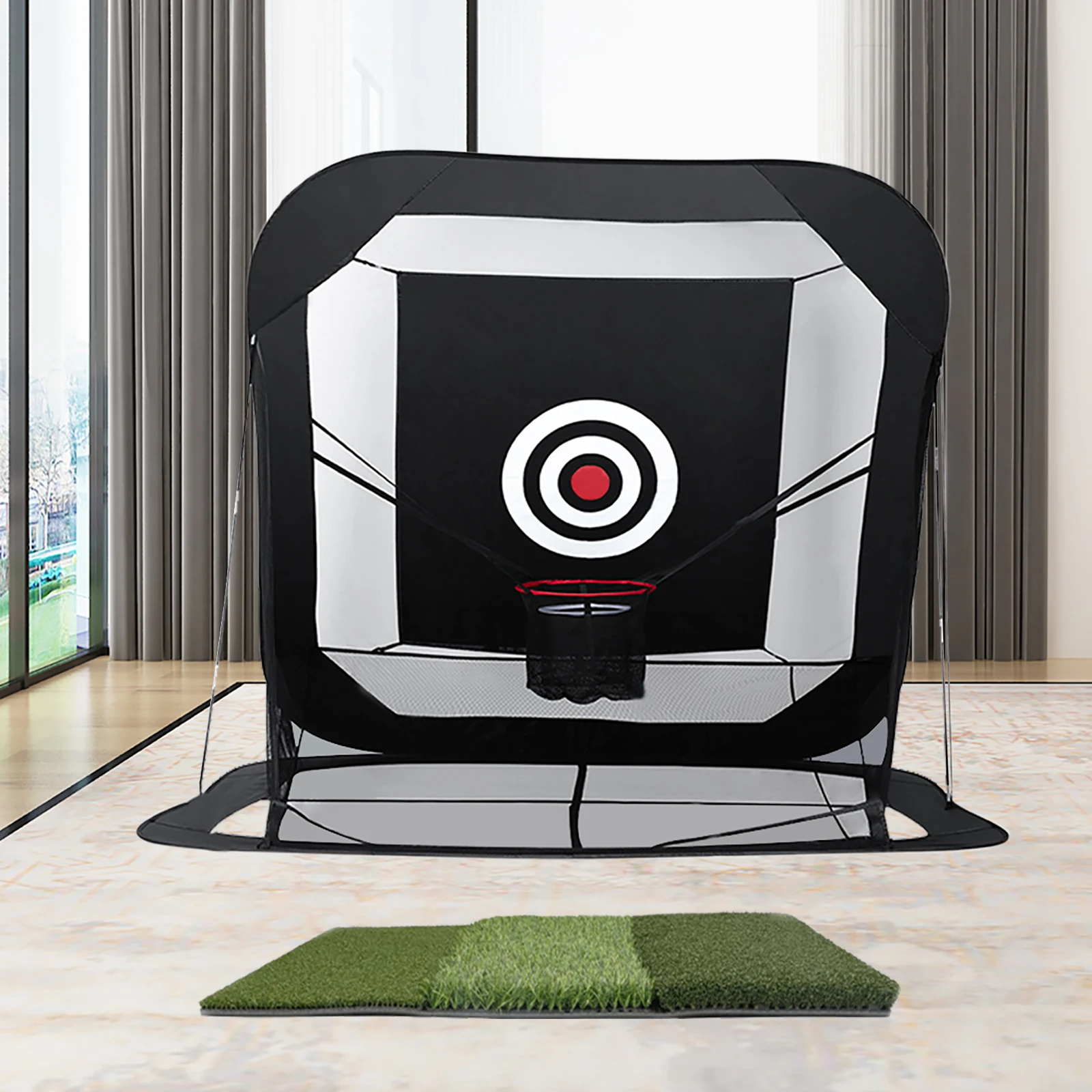 Automatic Foldable Ball Return System Golf Hitting Net Golf Practice Nets with Straw Mat