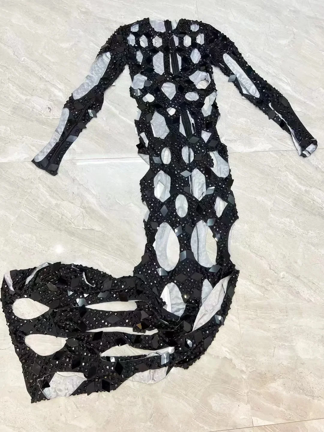 Vestido negro brillante con diamantes de imitación para fiesta de cumpleaños, traje Sexy brillante para Celebración de noche y sesión de fotos