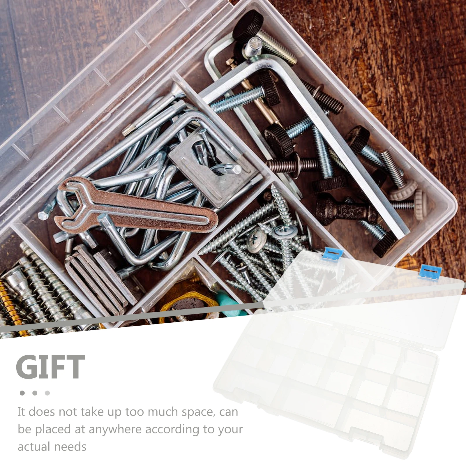

Clear Lid Tool Storage Box Parts Organizer Case Hardware Accessories Compartment Box for Screws Nails Bolts Washers Fishhooks