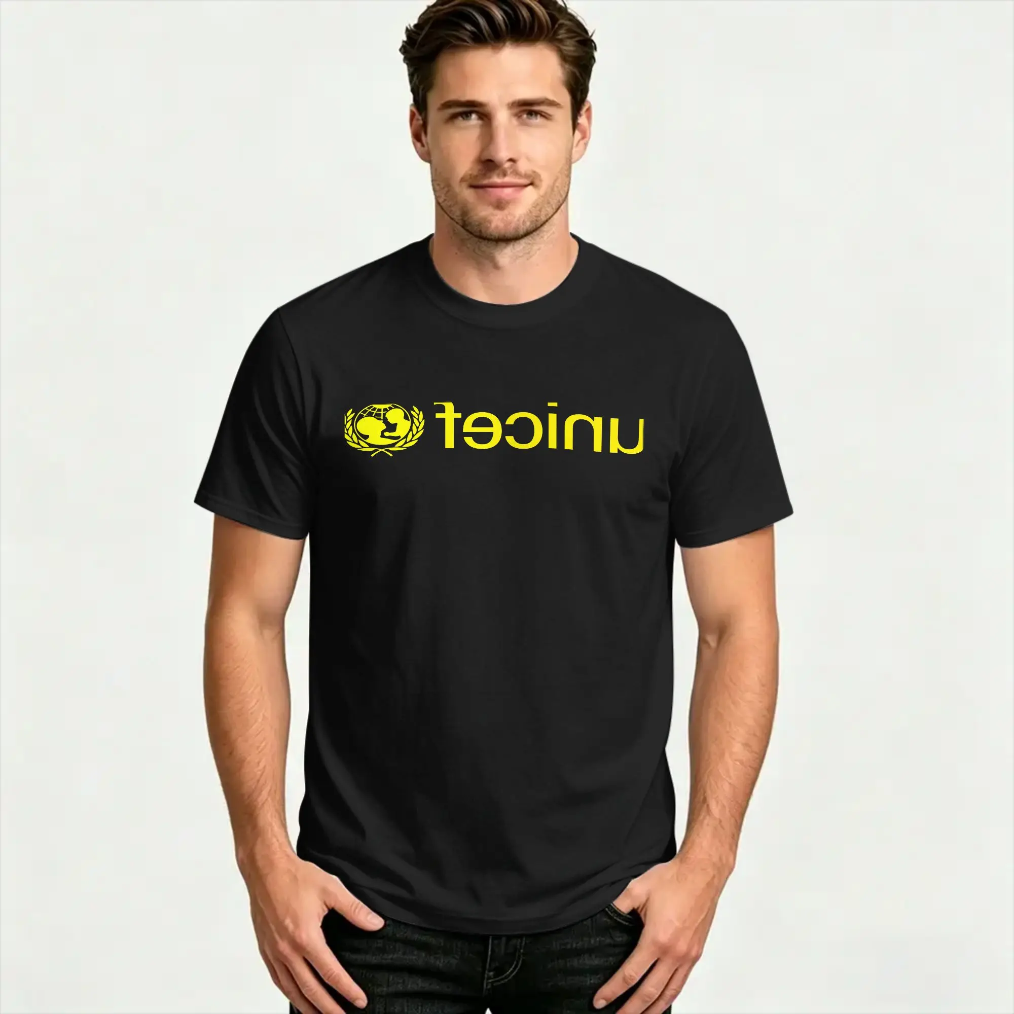Olunteer team of the Unicef charity  T Shirt Summer  Pure Cotton T Shirts For Men's Design Tee Shirt Short Sleeves Funny Tops