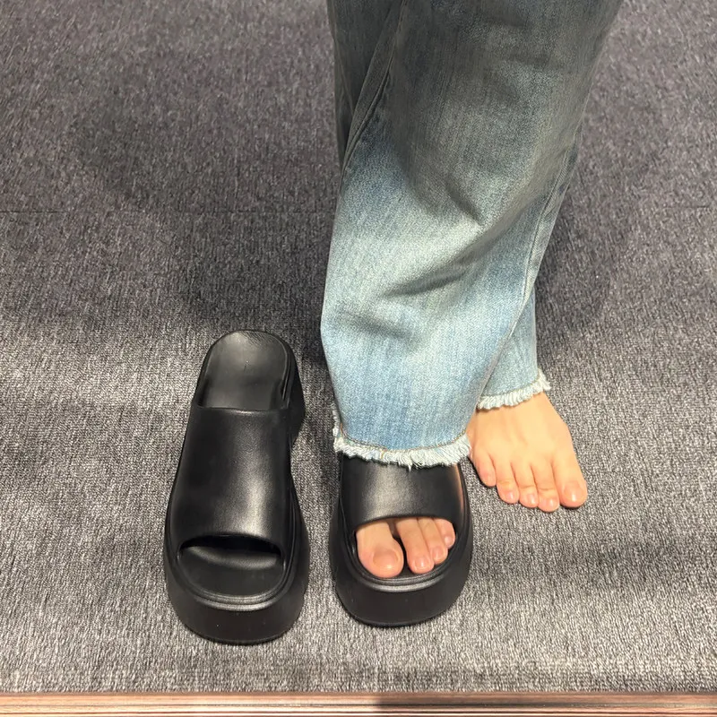 ZUOFU Thick Sole Sandals for Women EVA Platform Slippers Non Slip Beach Sandals Summer Lady Slides Soft Wedge Heel Home Footwear image 5