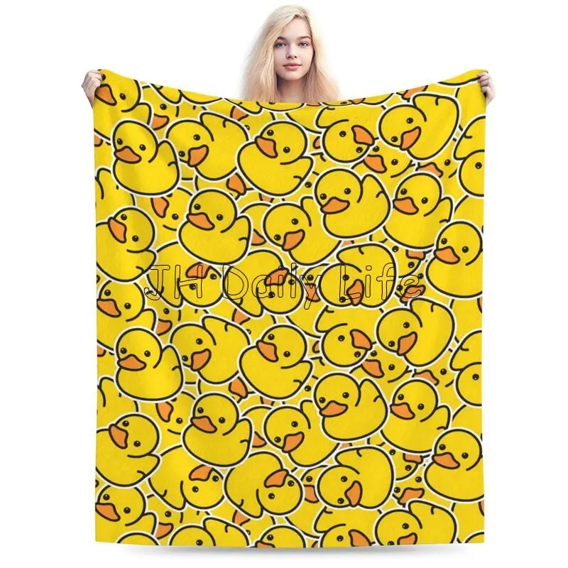 Cute Yellow Ducks Flannel Fleece Blanket Soft Warm Lightweight Cozy Anti-Pilling Fuzzy Throw Blankets for Couch Bed Sofa Travel