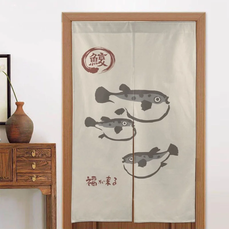 VIKAMA Floral And Fish Pattern Blackout Linen Room Divider Curtain Bathroom And Bedroom Corridor Partition Door Curtain