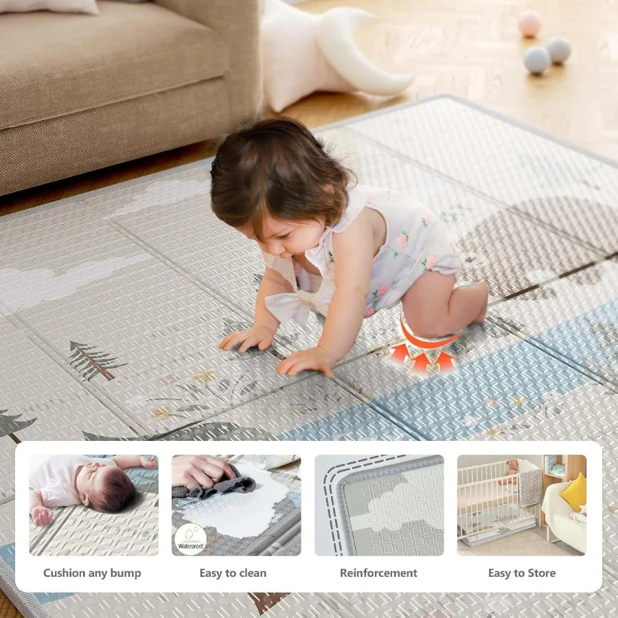 Baby Playpen with Mat Small Baby Play Pen 47x47inch Playpen for Babies and Toddler (47×47inch Beige with mat)