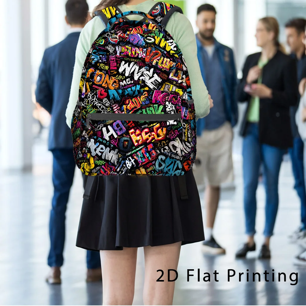 Printed Graffiti Art Designs Teenager'S Backpack Lightweight Travel Backpack Roller Skate Bag