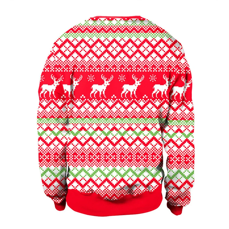 Maglione di natale brutto maglione con stampa 3D uomo donna natale elfo fiocco di neve Tacky Top Alpaca Pullover Holiday Party felpa di natale