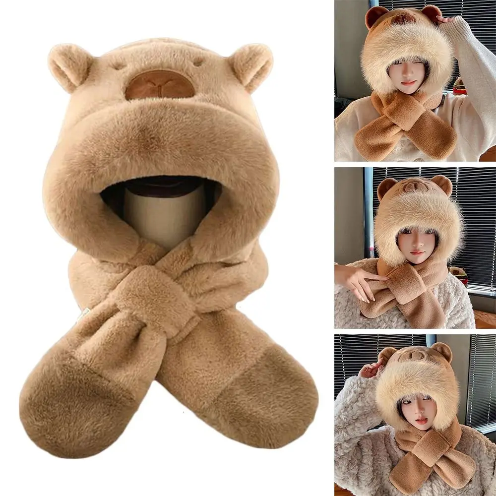 

Встроенная защита ушей, ветрозащитная шапка, шарф, плюшевая шея, теплая лыжная ветрозащитная шапка, зимняя шапка, шарф