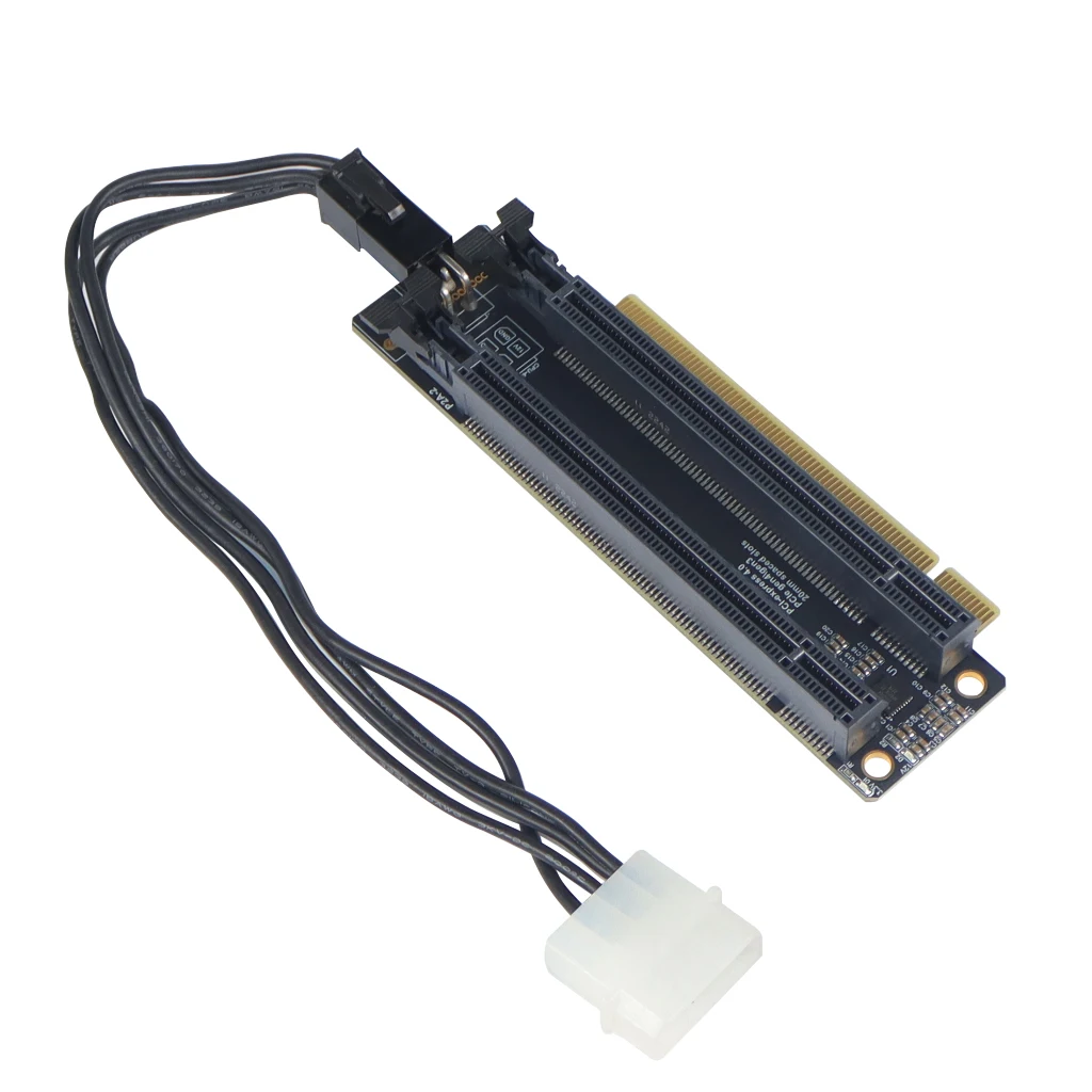 PCI-E 4.0 x16 1 to 2 Expansion Card Gen4 Split Card PCIe-Bifurcation x16 to x8x8 with 20mm Spaced Slots CPU4P Power Supply Port