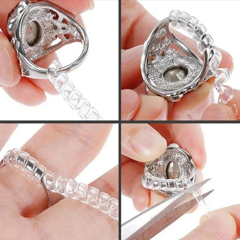 Herramientas reductoras de tamaño de anillo Invisible, anillos con resorte en espiral, ajuste de tensor transparente, herramientas de redimensionado, protector de joyería, 1/8 Uds.