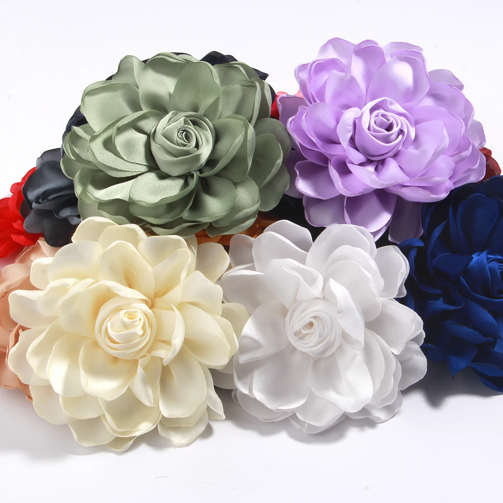 11cm Korean Fabric Rose Flower Brooches for Women Elegant Corsage Scarf Buckle Shirt Collar Pins Fashion Jewelry Wedding Brooch