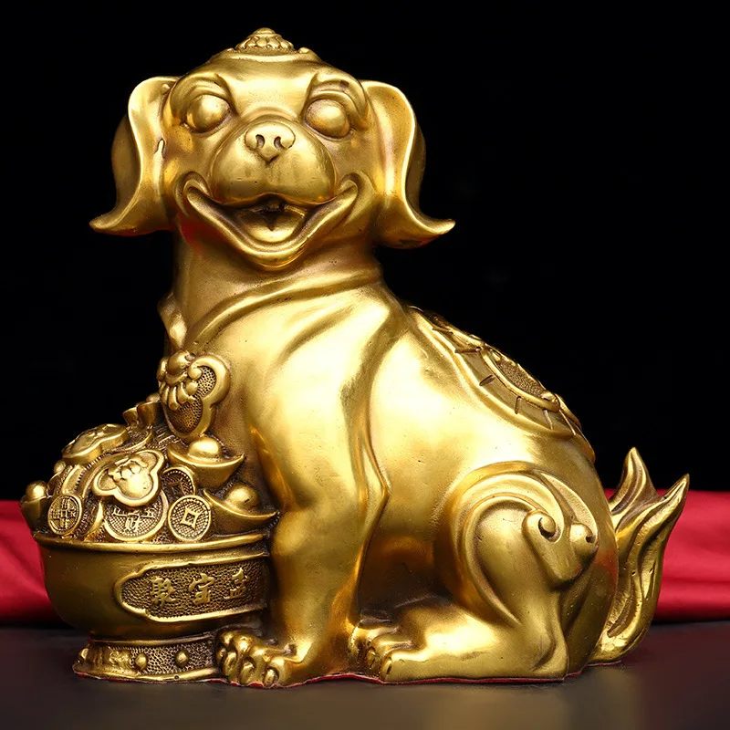 

Guyunzhai Brass Decoration Zodiac Sitting on the Ground to Make Money Jubao Pot Dog Home Office