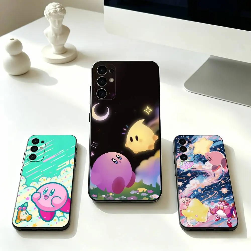 Cartoon Pink K-Kirby-y  Phone Case For Samsung S25,S24,S21,S22,S23,S30,Ultra,S20,Plus,Fe,Soft Silicone Black Cover