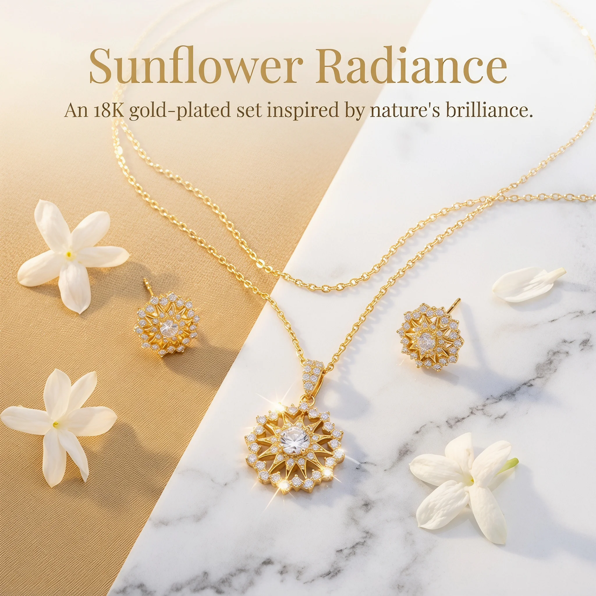 925 pure silver vintage diamond-set sun starburst pendant snowflake necklace ultra-shiny snowflake star disc earring set