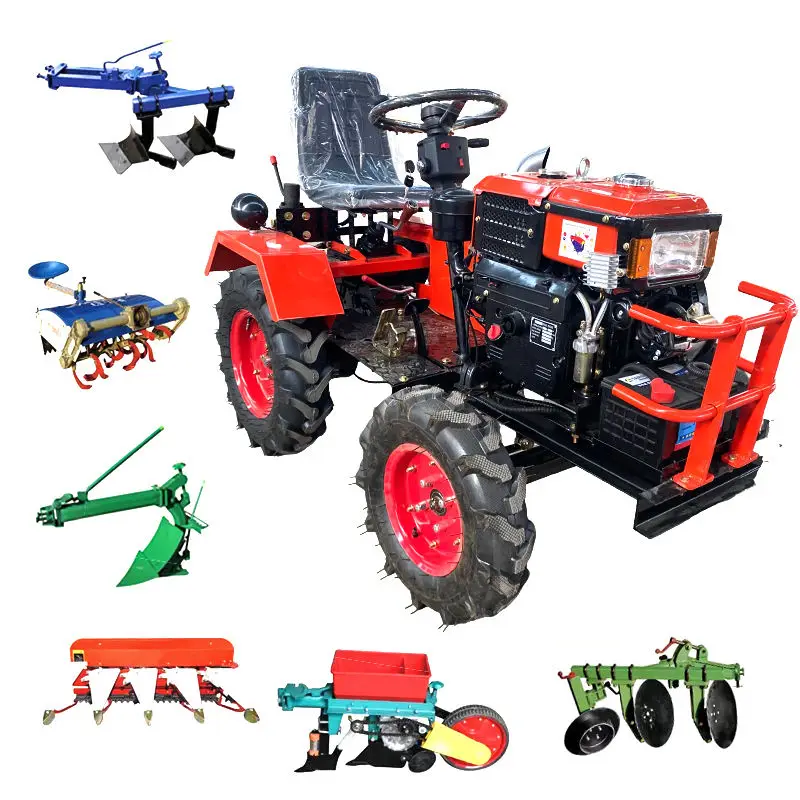 New Four-Wheel Drive Wheel Tractors Agricultural Rotary Tiller Multi-Function Micro Tiller New 4WD Ride Rotary Tiller