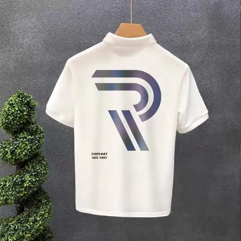 Mens T-shirt Graphic Male with Collar Tee Print Tops White Polo Shirts Aesthetic Men's Clothing Comfortable Cheap Clothes 2024