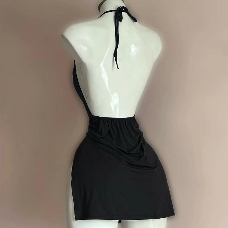 Women Sexy Side Slits Nightdress Fashion Backless Lingerie Underwear Exotic Bandage Sleepwear Vintage Sleeveless Summer Pajamas