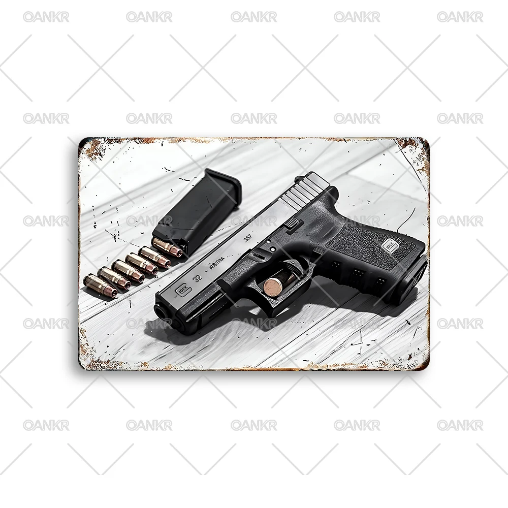Retro Cool Gun Poster Metal Tin Sign Man Cave Decoration Vintage Wall Art Military Decor Bar Bedroom Garage Pub image 4