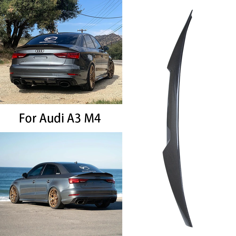 

For AUDI A3 S3 RS3 8V M4 Style Real Carbon Fiber Material Rear Spoiler Trunk Wing 2013-2020