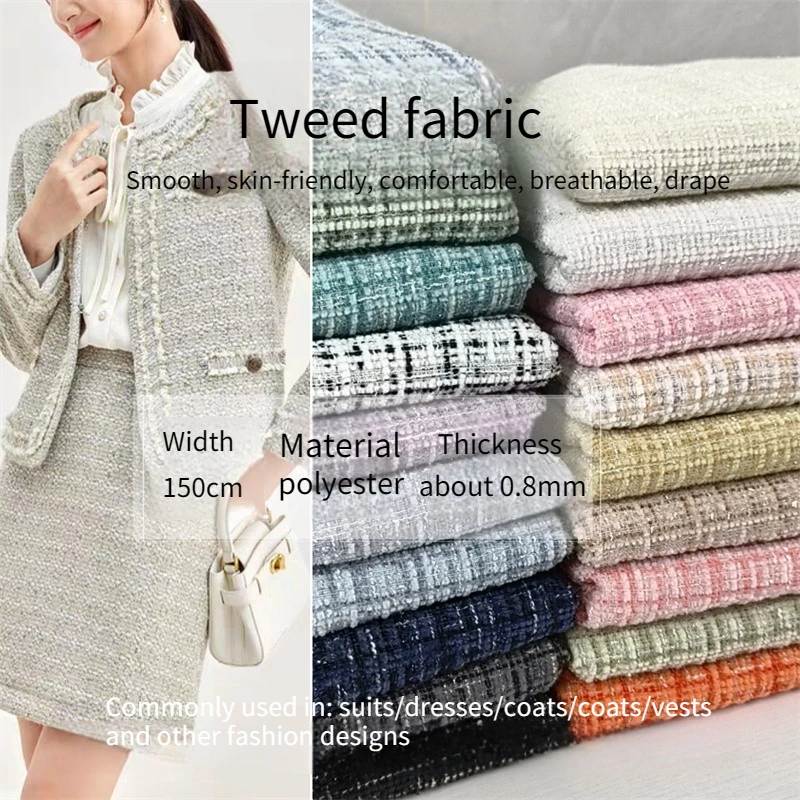 

Твидовая ткань на метры для рукоделия, пошива костюмов, платьев, юбок, пальто, жилетов, для самостоятельного шитья, дышащая, немнущаяся, мягкая, розовая, бежевая, синяя