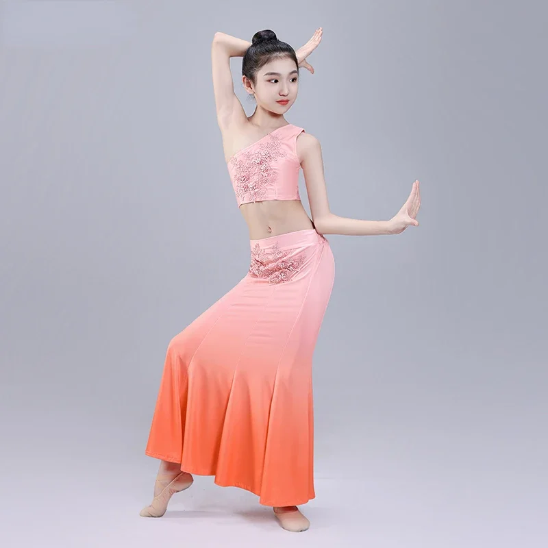 Traditional Chinese Clothing Girls Peacock Folk Dai Dance Costume Performance Festival Outfit Fish Tail Leotard Dance Dress