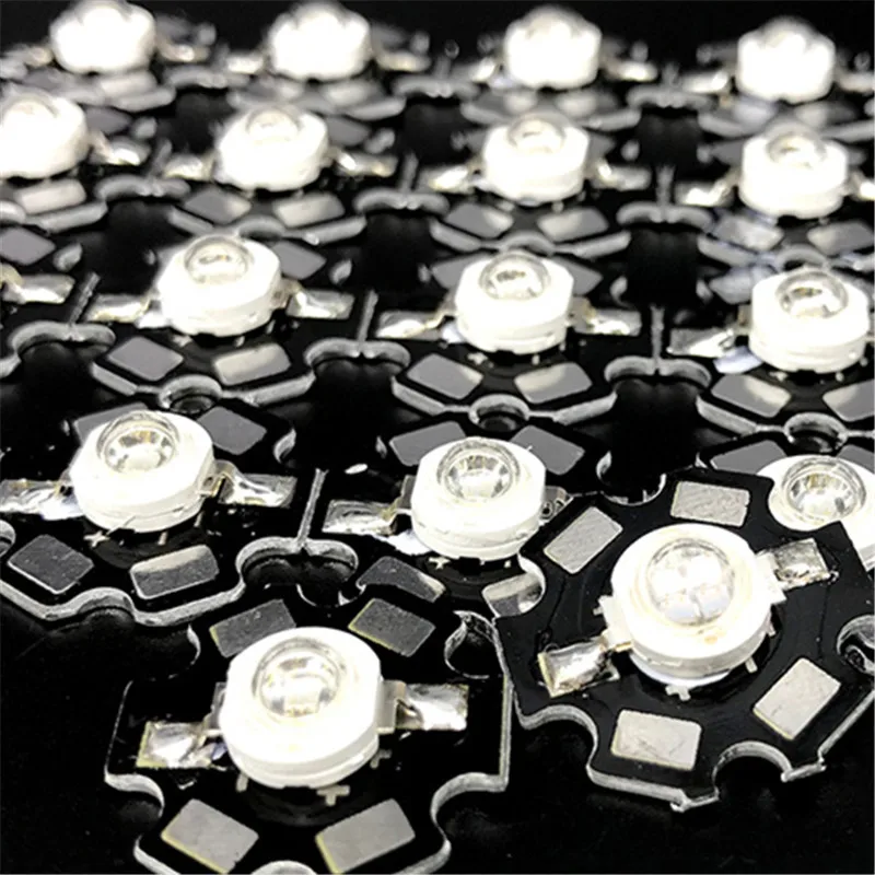 White Blue Red Green 3V 3W with Star Mini Heatsink 10-Pack High Power 20mm LED Chip Light Beads Value Pack