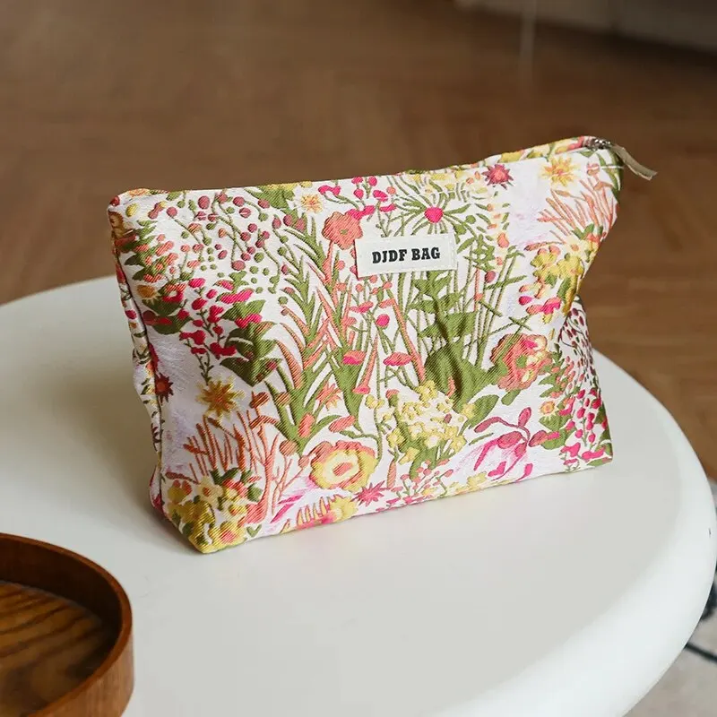 Borsa per il trucco da donna Fresh Greenery borsa per la conservazione del rossetto per cosmetici di grande capacità borsa da toilette da viaggio