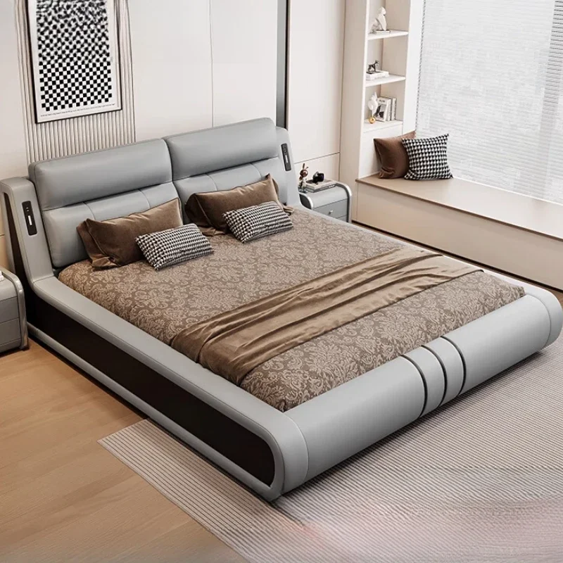 

Italian Aesthetics Bed Bedroom Cream Wind Trendy Wedding Bed Modern Unique Light Luxury Sleeping Muebles Lounge Suite Furniture