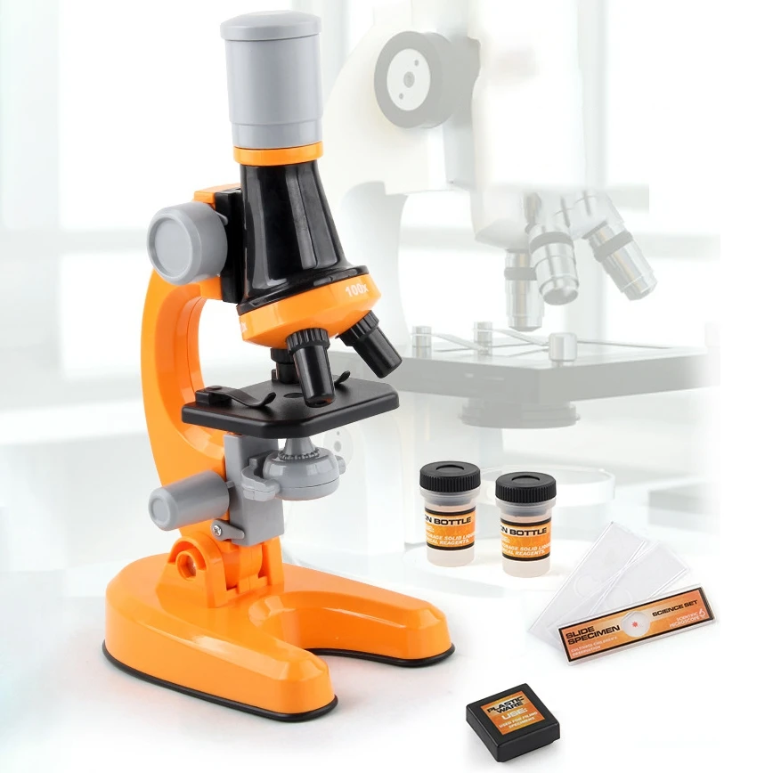 Kids Microscope Kit LED 100X-400X-1200X Toy Home School Interest Cultivation Child Birthday Gift