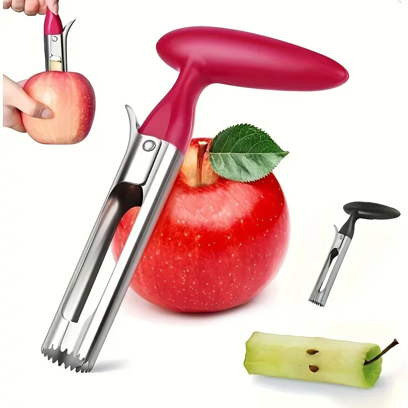 Stainless steel apple corer heavy-duty corer with comfortable grip - easy slicing of apples, pears, bell peppers, and pineapples