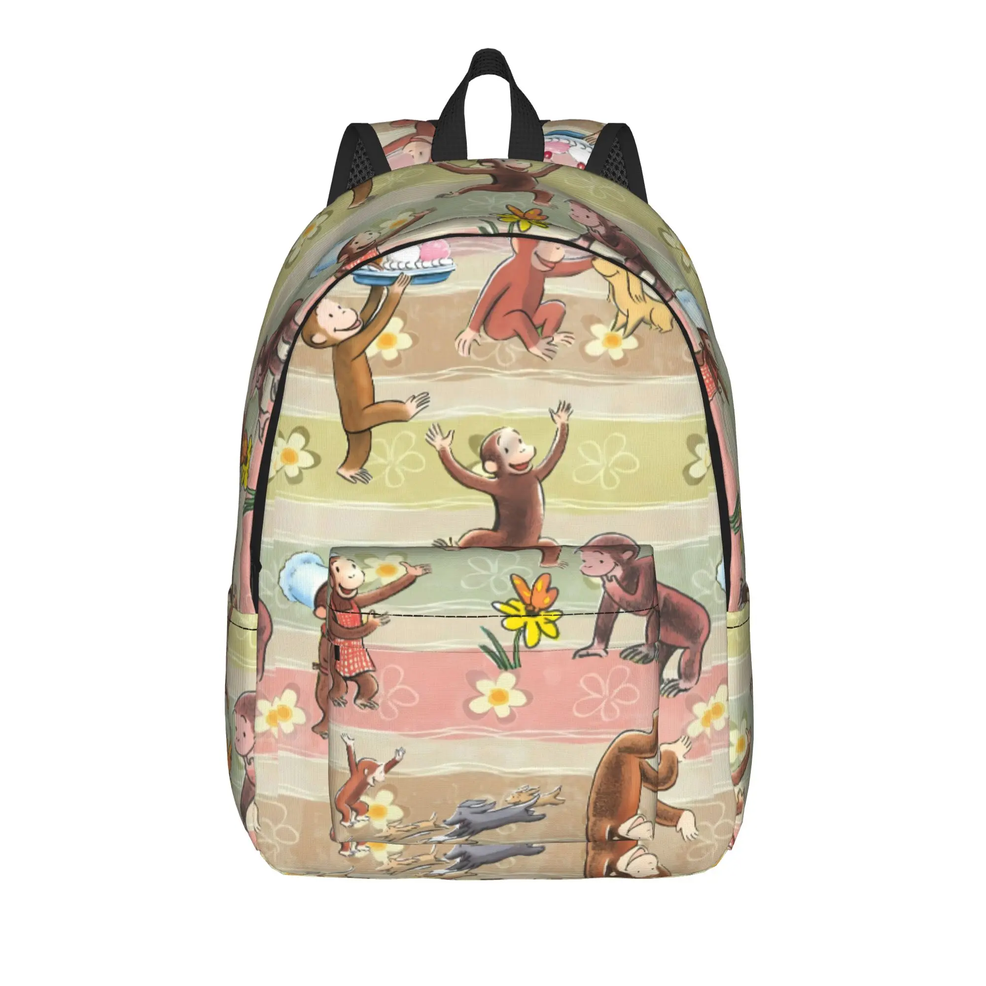 C-Curious George Backpack  Hiking Backpacks Teen Style School Bags Colorful Durable Rucksack