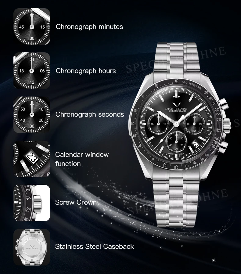 Montres-bracelets à quartz étanches pour hommes, SpecPrint& Sohne VK63, chronographe, montres de sport, produits les plus connus, livraison directe, 50m, 2024