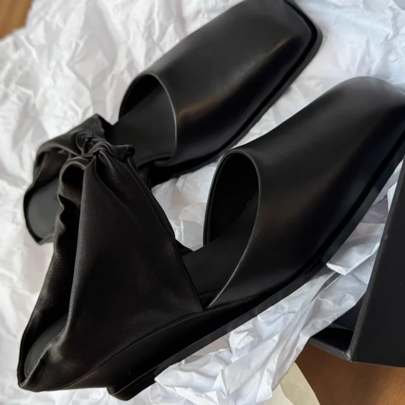 

Wedge-Heel Closed-Toe Half Slippers Single-Strap Slingback Pumps Square Toe Women's Sandals