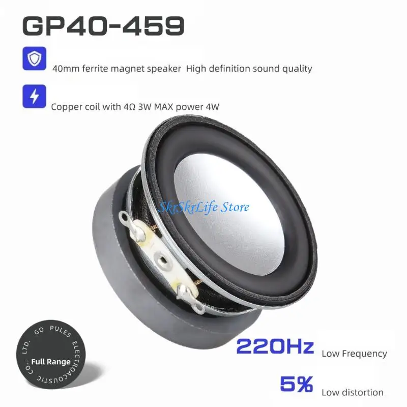 E65E 40mm 1.5inch Full Ranged Speaker Featuring Metal Construction And 3W Powerful Output Loudspeakers