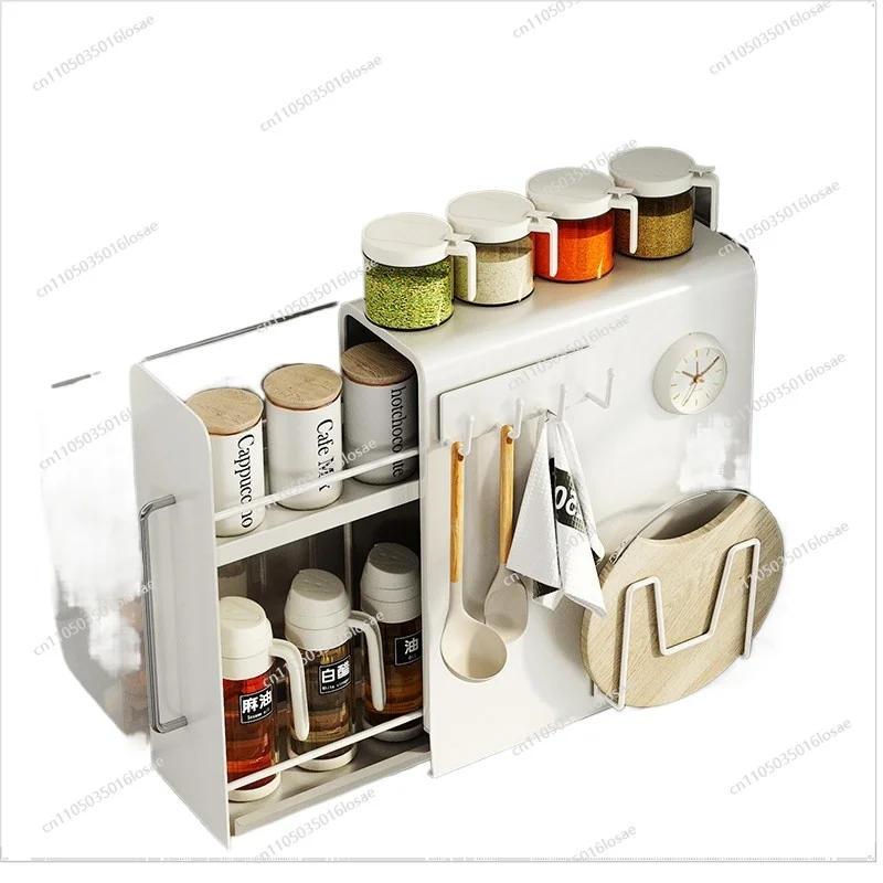 For Kitchen Spice Storage RackMulti-function Pull-out Spice Rack Seasoning Storage Box Corner Countertop Storage Cabinet