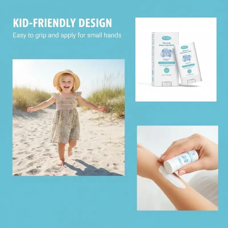 Childrens UV Protection Sunscreen Stick SPF 50 Lightweight Moisturizing Formula for Outdoor Play