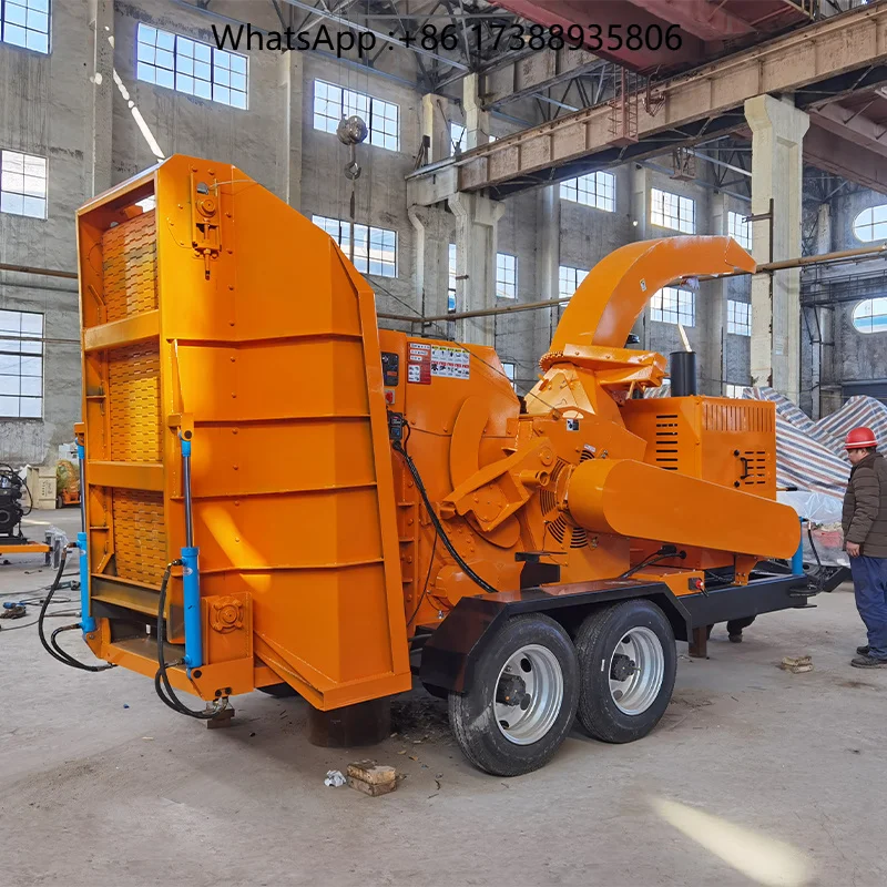 Large Mobile Home Garden Shredder Wood Tree Branch Crusher Leaf Chipper Cutting Machine Motor Engine Forestry Machinery