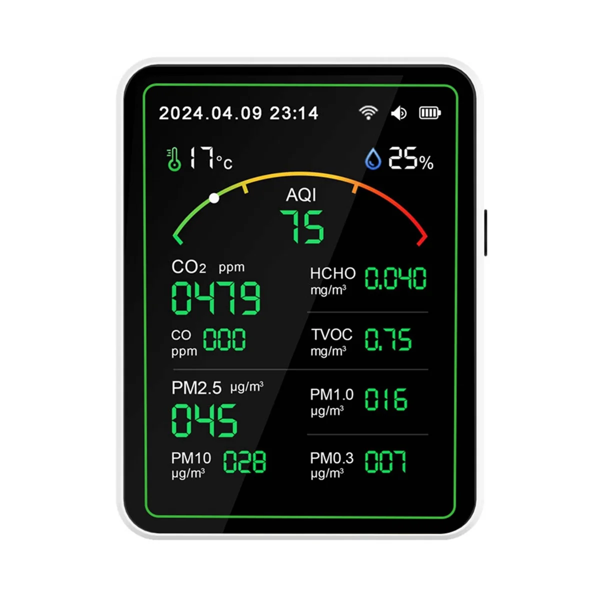 Abko-tuya detektor kualitas udara WiFi, alat pengukur uji temperatur dan kelembapan WiFi 15 in 1 tampilan TFT multifungsi warna hitam